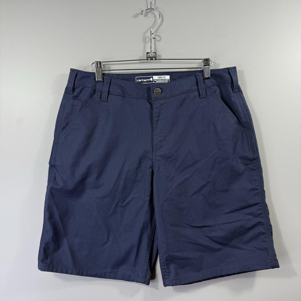 Carhartt Shorts Women's 12 Blue Canvas Loose Fit Utility Workwear Casual